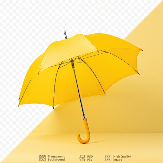 PSD transparent background isolated side view of vibrant yellow umbrella