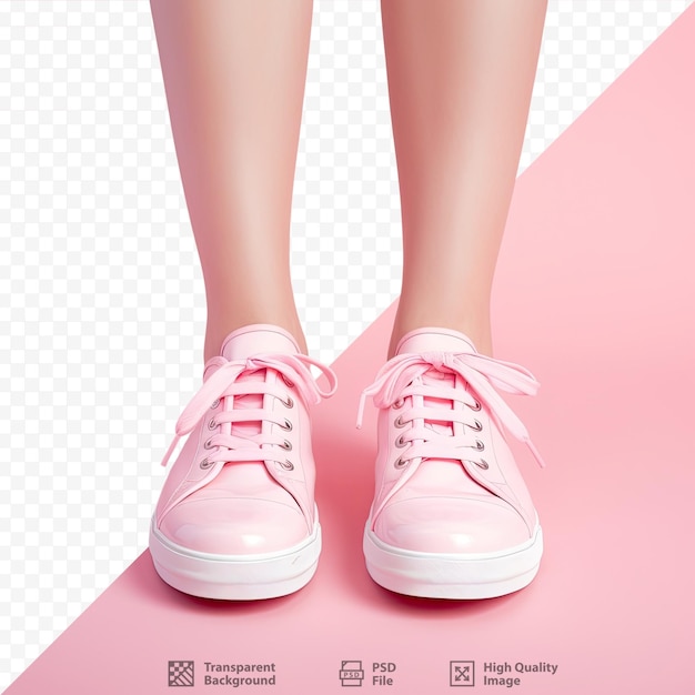 PSD transparent background isolates girl with pink shoes