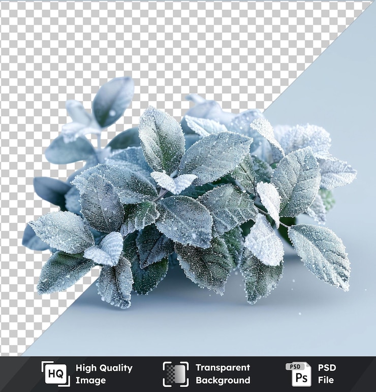 PSD 透明的背景叶子覆盖着雪 png clipart