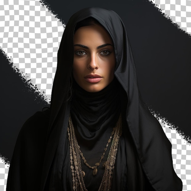 PSD アバヤドレスを着たアラビア女性の透明な背景