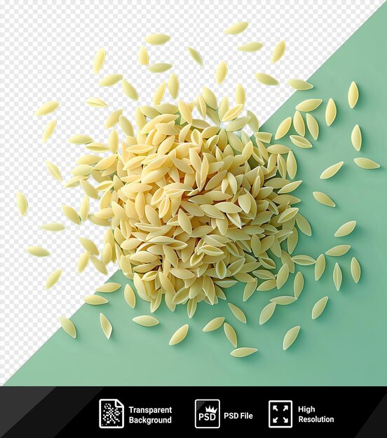 PSD transparent background orzo pasta on a green background png psd