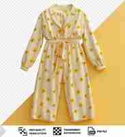 PSD transparent background pajamas home women s clothing with flowers on a yellow background png