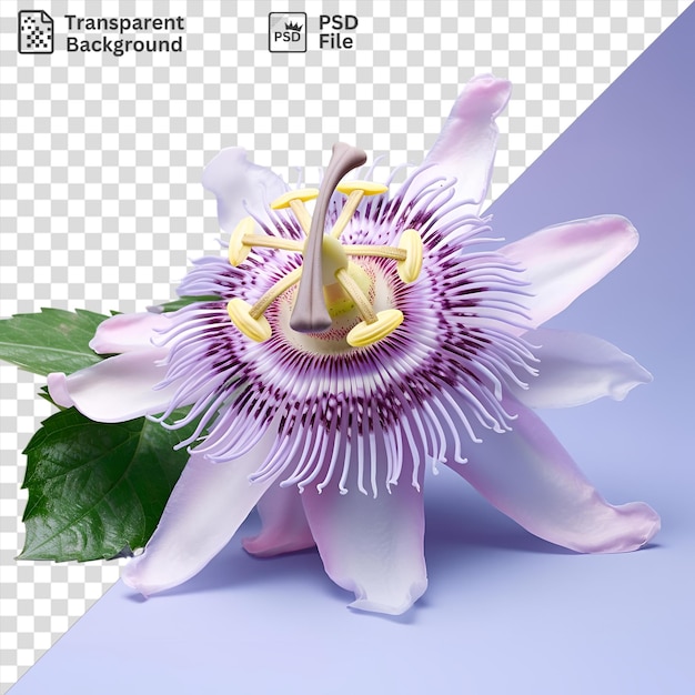 PSD transparent background passionflower isolated on a blue background