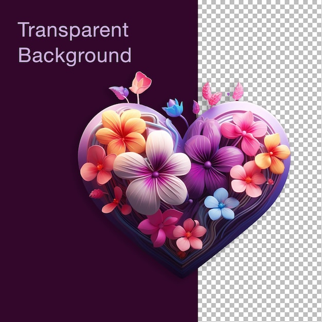 PSD sfondo trasparente png cuori 3d san valentino