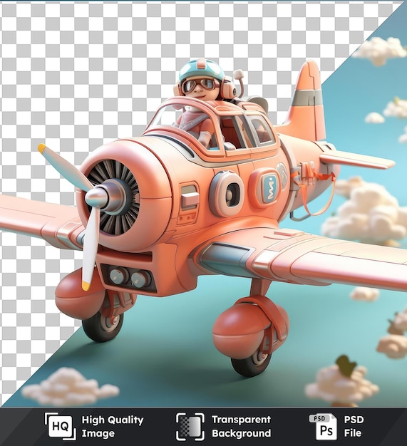 PSD 透明な背景 psd 3d パイロット アニメ 飛行機を飛ばす