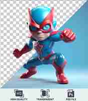 PSD transparent background psd 3d superhero cartoon with incredible powers