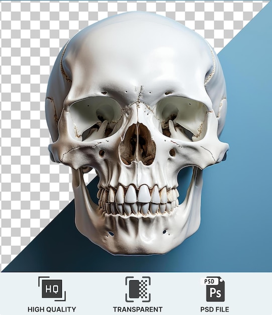 PSD 透明な背景 左側に白い頭蓋骨の穴がある人間の頭蓋骨