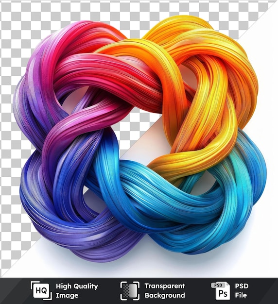 PSD transparent background psd abstract color weave vector symbol interlace rainbow color in the shape of a heart