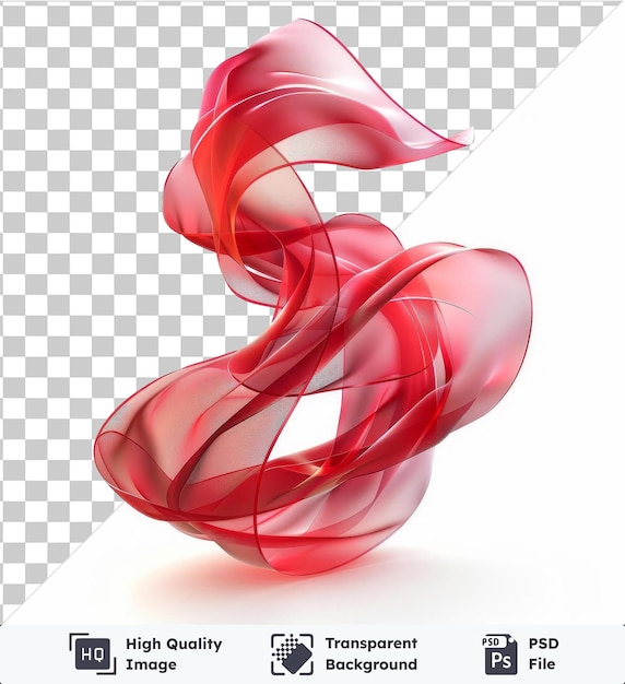 Transparent background psd abstract vector ribbons symbol satin red and white