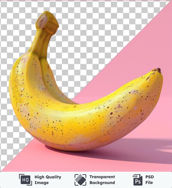 PSD transparent background psd banana on a pink background with a dark shadow and a yellow head in the foreground