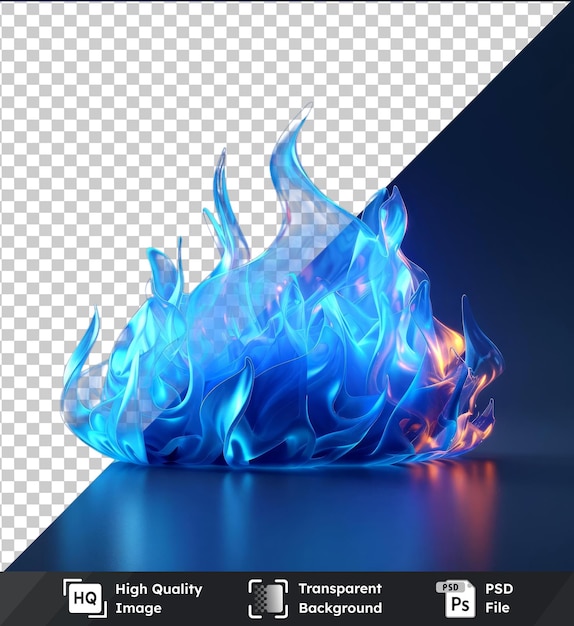 투명한 배경: Psd 파란색 테이블에 불꽃