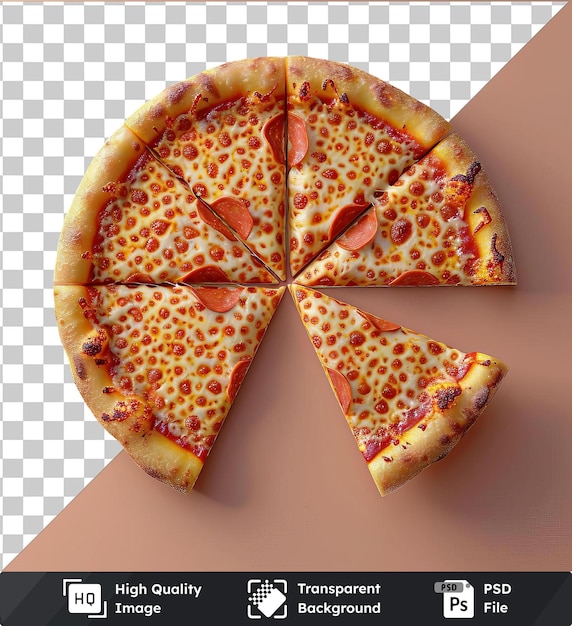 PSD transparent background psd cheese pizza slices on a pink table