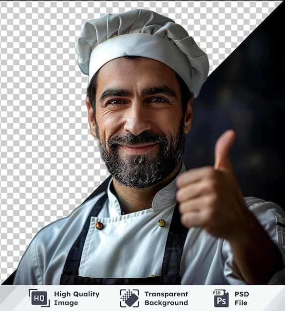 Transparent background psd of a chef with distinctive features