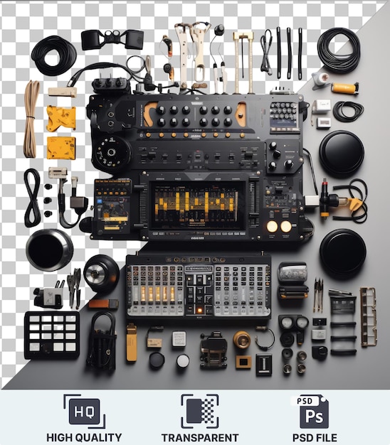 PSD Прозрачный фон psd электронная музыкальная продукция набор инструментов и оборудования