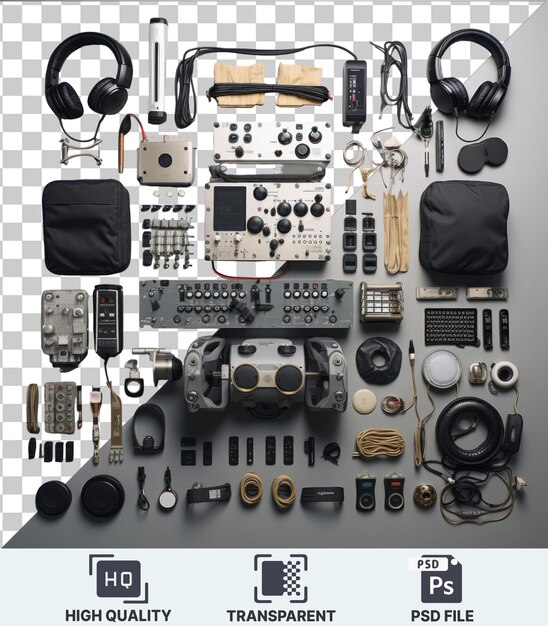 Transparent background psd electronic music production set all items