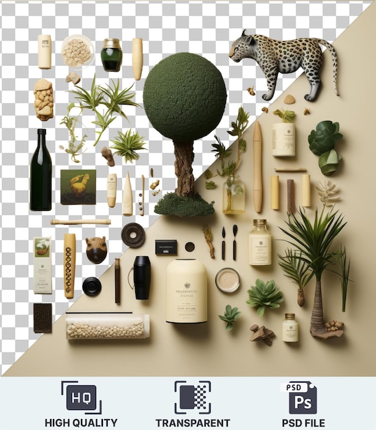 PSD transparent background psd exotic animal care and habitat set a collection of items