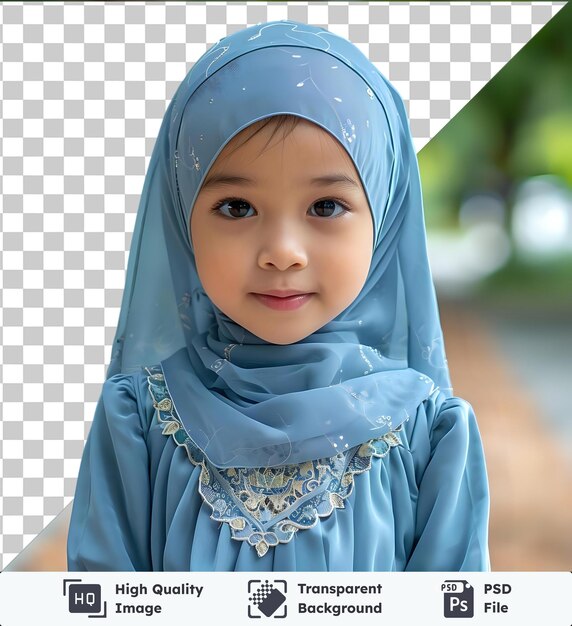 Sfondo trasparente stile moda psd bambina con vestito blu a kuala lumpur malaysia