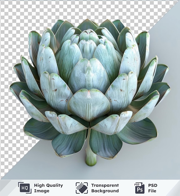 PSD transparent background psd fresh artichoke mockup top view of a flower