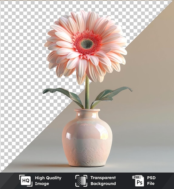 Transparent background psd fresh flower mockup isolated white flower in a pink vase