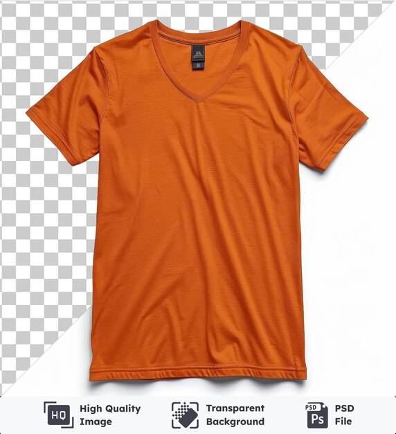 PSD transparent background psd front view capture a premium t shirt amber technical materials fabric label