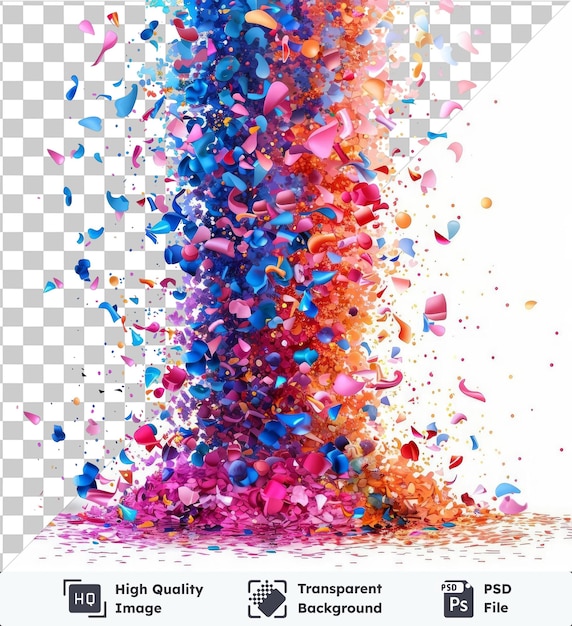 Transparent background psd glitter confetti explosion vector symbol festive multicolored sprinkles on a isolated background