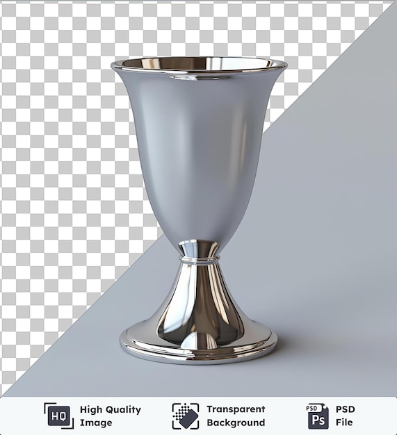 PSD transparent background psd jigger shaped vase with a shiny silver base