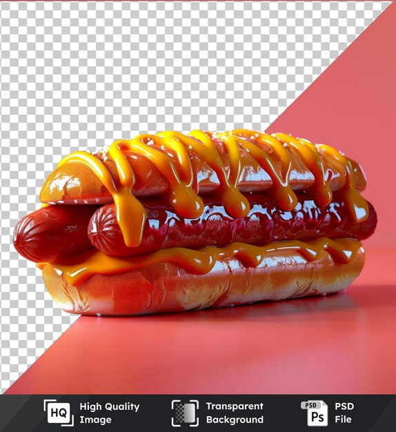 PSD transparent background psd kielbasa in a bun with ketchup and mustard