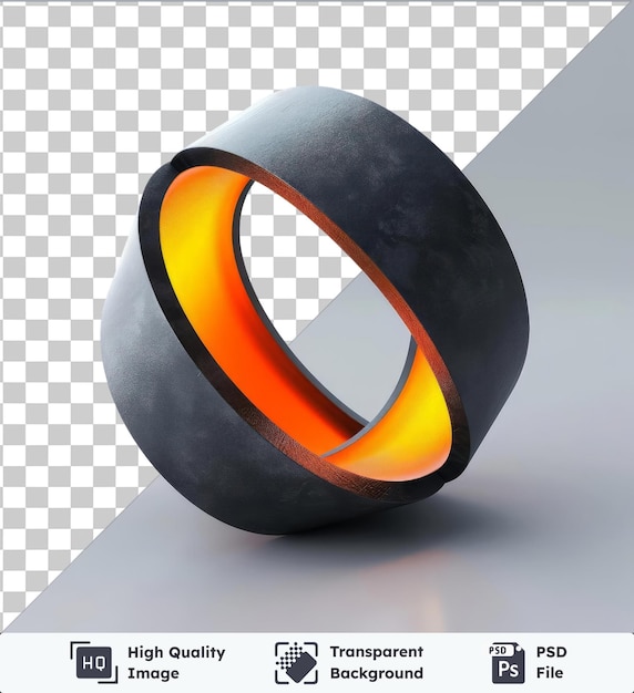 PSD transparent background psd linked in logo in 3d rendering featuring an orange and black ring and a black and gray shadow