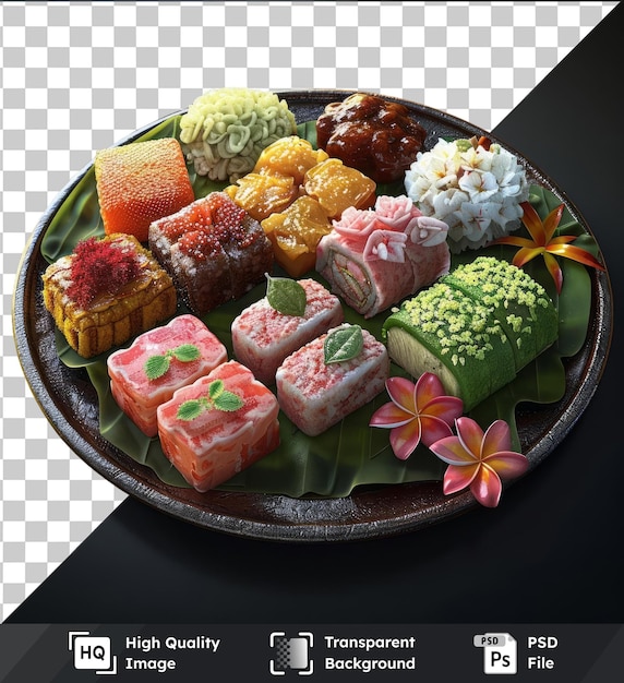 Transparent background psd plate of kue lebaran for eid al fitr