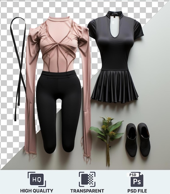 Transparent background psd professional ballet gear and attire set