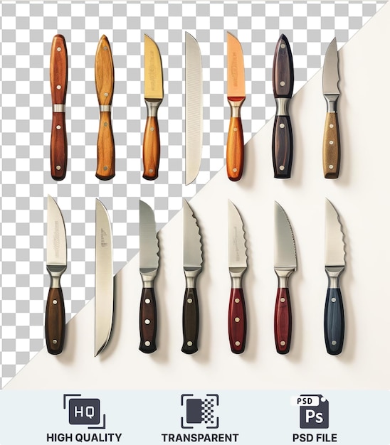 PSD 透明な背景 psd リアルな写真 シェフの料理ナイフ セット カッティングボード