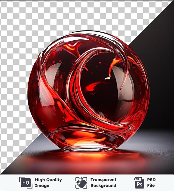 Прозрачный фон psd реалистичный фотографический стеклянный искусство glassblower39s отображается на блестящем столе