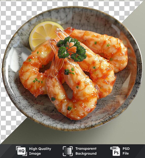 PSD transparent background psd tendon shrimp on a plate