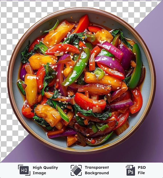 PSD transparent background psd vegetable stir fry in a bowl