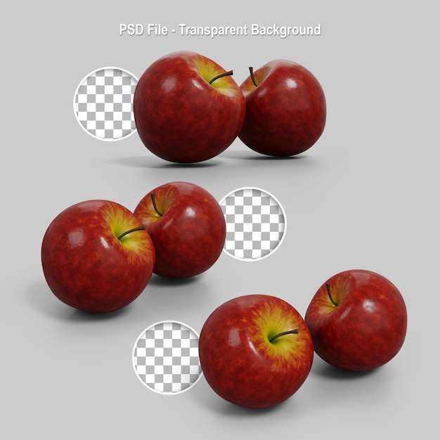 PSD transparent background realistic fresh apple