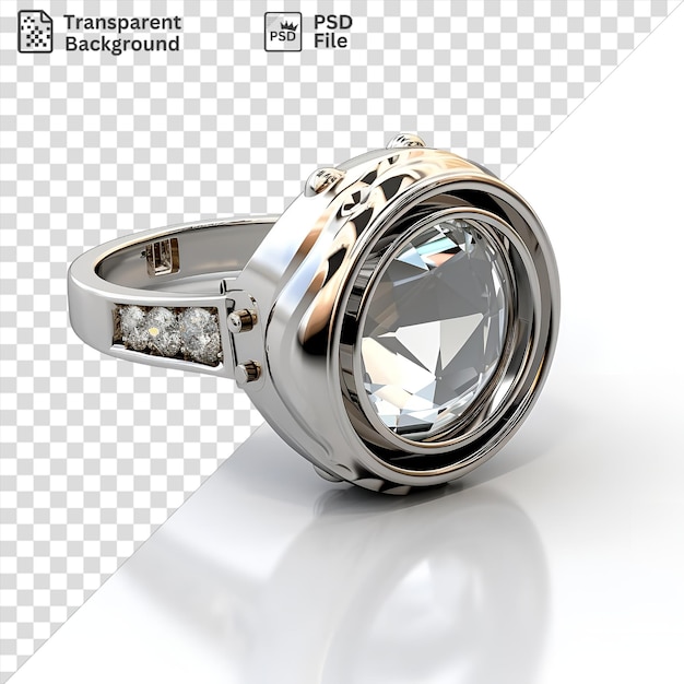 PSD transparent background realistic photographic jewelers loupe ring with a shiny reflection