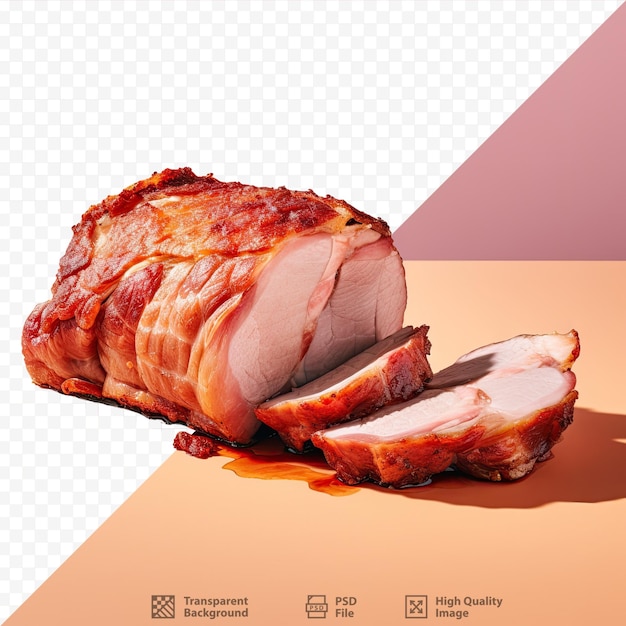 PSD transparent background red roast pork barbecue alone