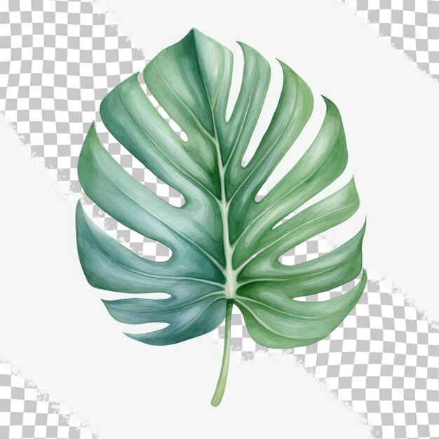 PSD transparent background showcases isolated watercolor tropical leaf