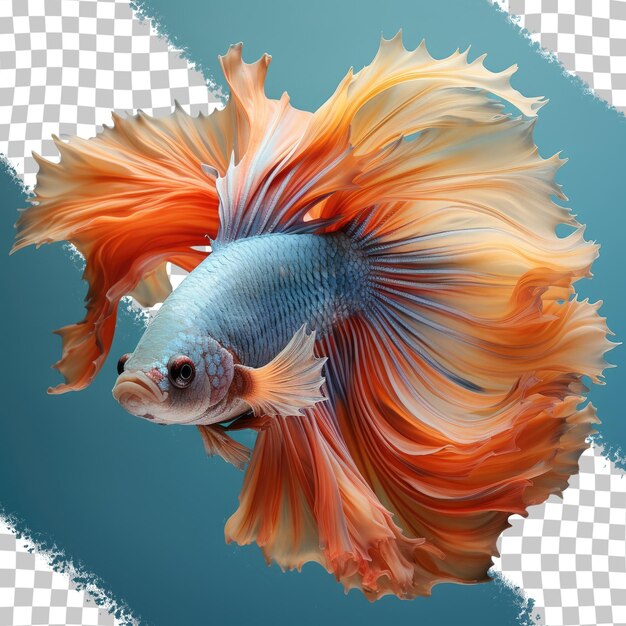PSD Прозрачный фон демонстрирует яркий цвет сиамской бойцовой рыбки betta splendens.