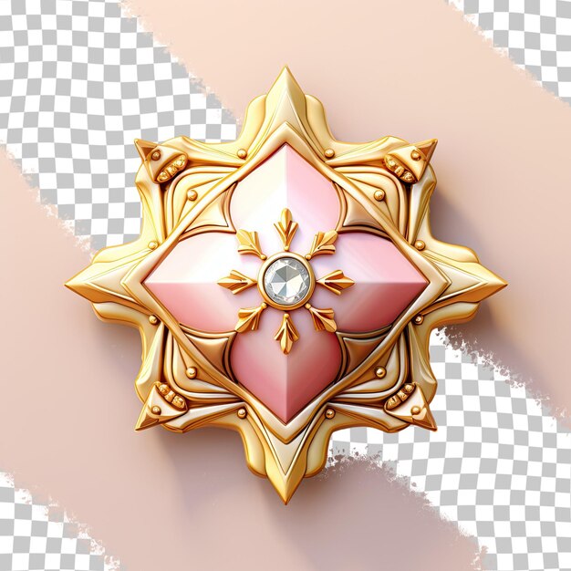 Transparent background showcasing a solitary gold badge