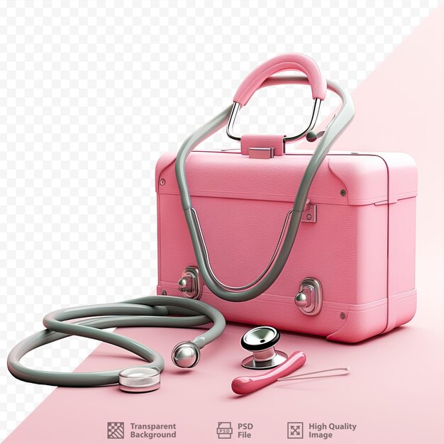 PSD transparent background stethoscope isolated on case