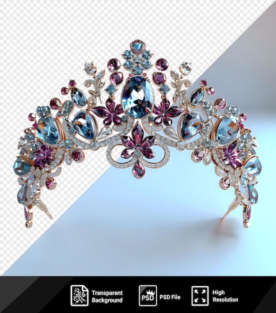 PSD transparent background tiara jewellery on a blue background png psd