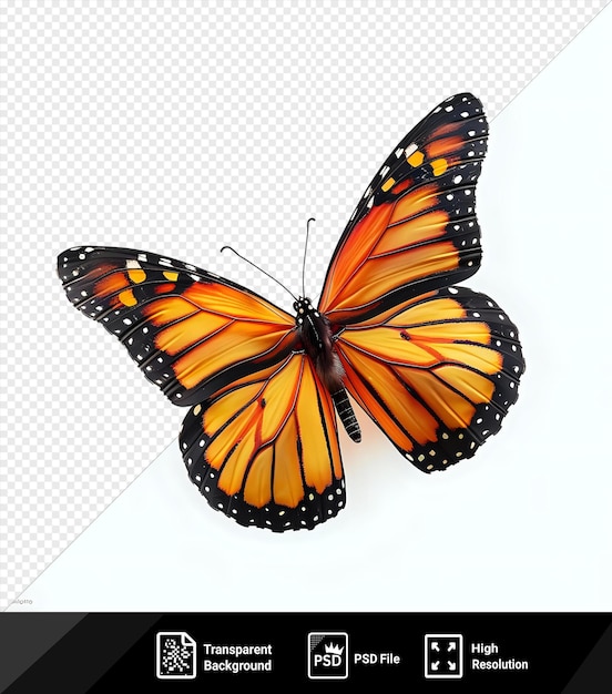 PSD transparent background viceroy butterfly png clipart featuring an orange and black butterfly with black and orange wings png psd