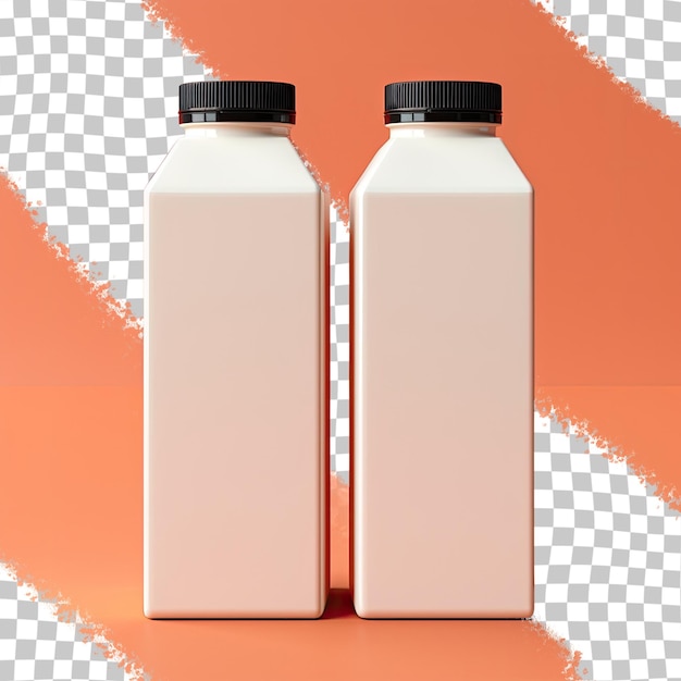 Transparent background with 1l milk and juice cartons