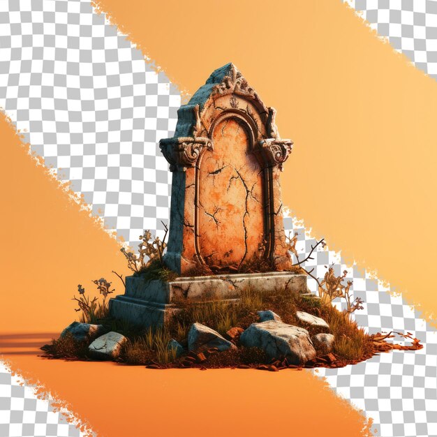 PSD transparent background with ancient tombstone