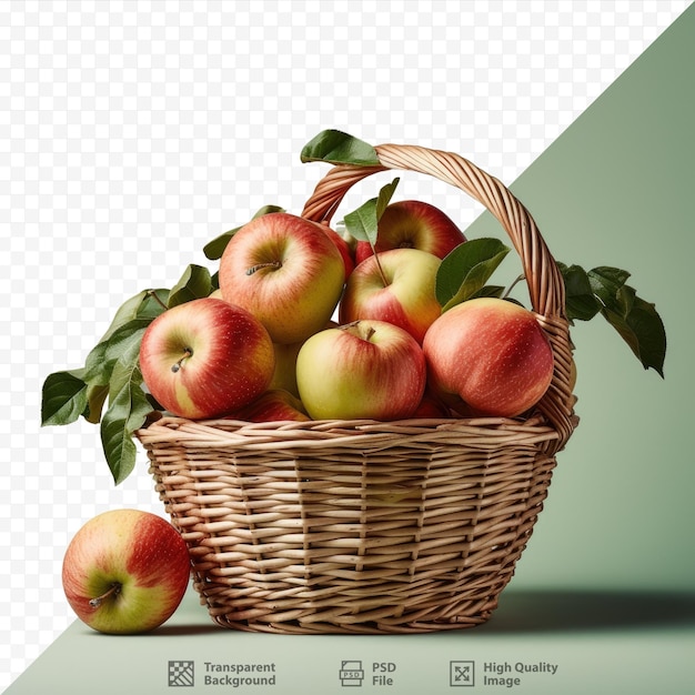 PSD transparent background with basket of apples