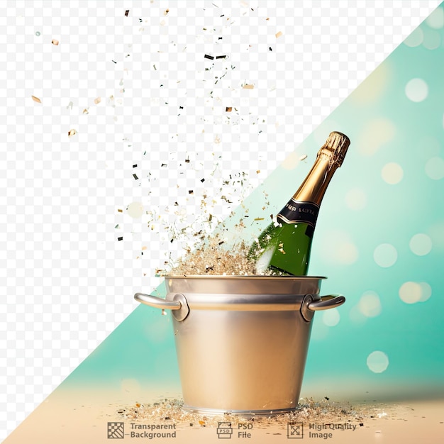 PSD transparent background with champagne bucket celebrating