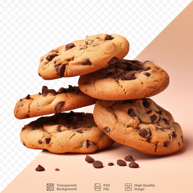 Transparent background with chocolate chip cookies