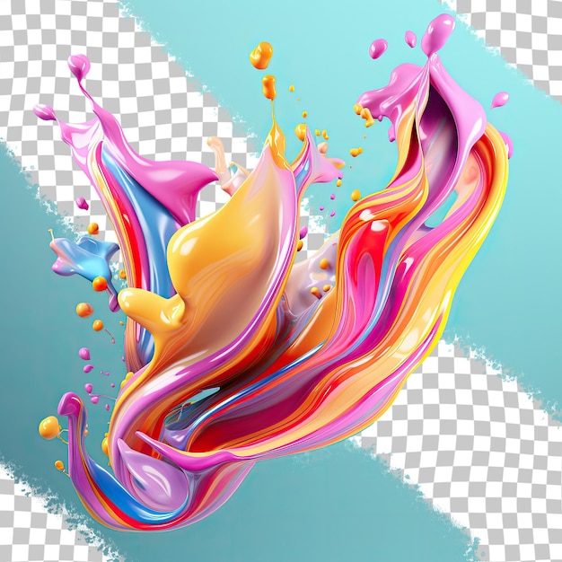 PSD transparent background with clipping path of isolated liquid splash in 3d rendering