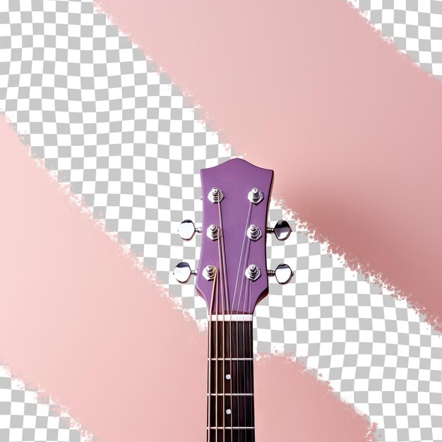 Transparent background with close up view of left side of acoustic guitar neck text space available